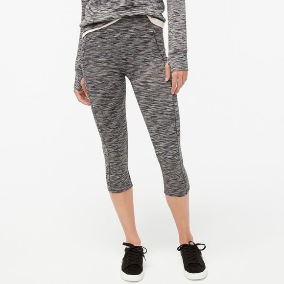 NWT J. Crew Factory High Rise Spacedye Leggings with Pockets in Black/Grey - Picture 1 of 8